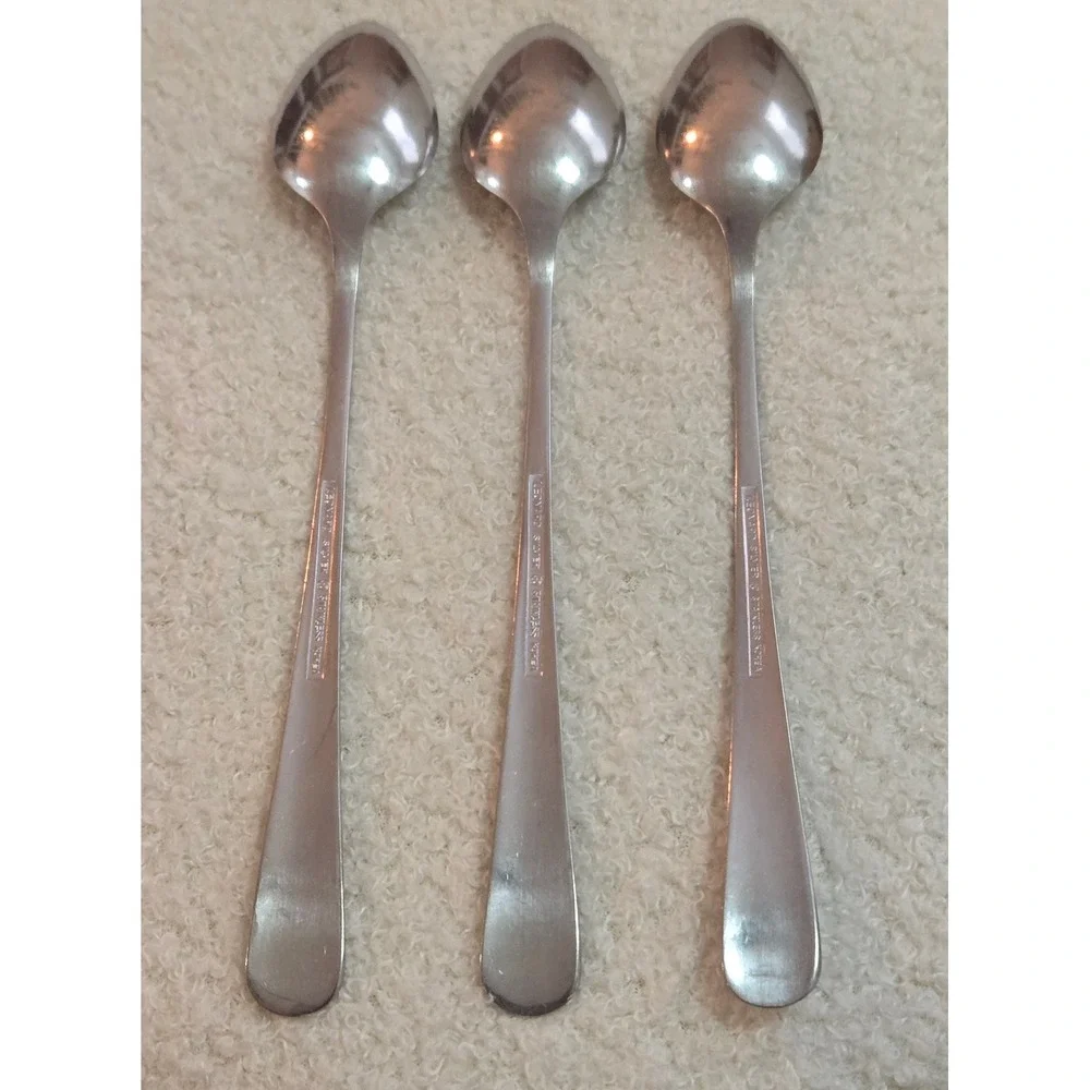 Set of 3 Leonard Silver OLD ROCKPORT Iced Tea Spoons Long Handle 7.5inch